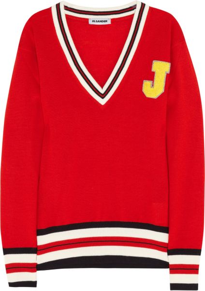 Jil Sander Wool Sweater in Red - Lyst