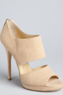 Jimmy Choo Champagne Sparkle Leather Private Cutout Sandals - Lyst