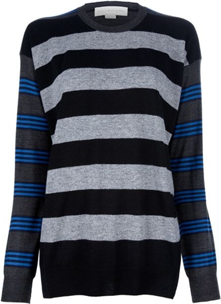 Stella Mccartney Contrast Striped Sweater in Blue (grey) - Lyst