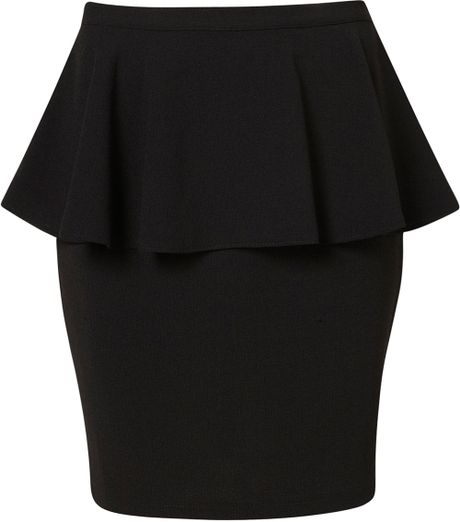 Topshop Black Textured Peplum Skirt in Black - Lyst