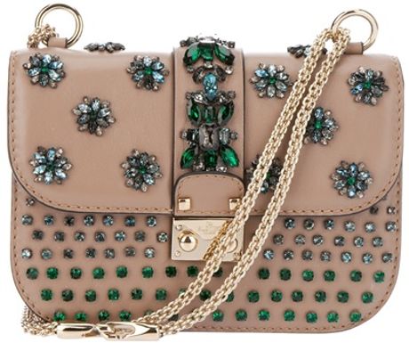 Valentino Jewel Embellished Clutch in Beige (brown) - Lyst