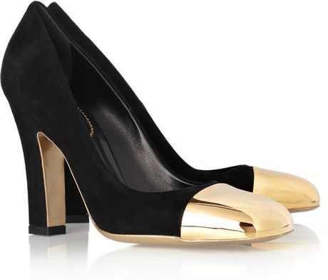 Yves Saint Laurent Mae Suede Pumps in Gold (black) - Lyst