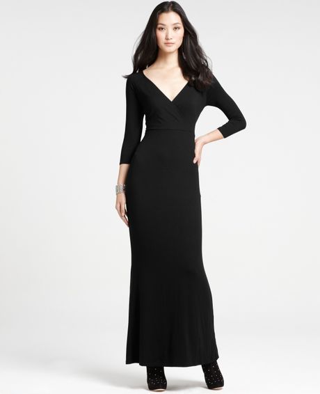 Ann Taylor Petite 34 Sleeve Knit Maxi Dress in Black