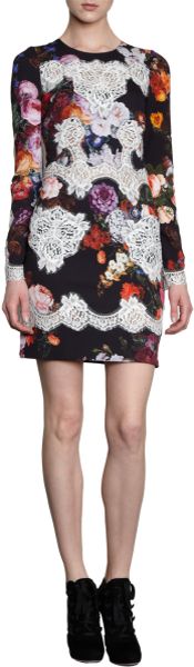 Dolce & Gabbana Lace Appliqué Mini Dress in Black (floral) - Lyst