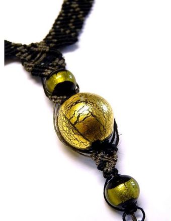 Ifatcreations Gold and Black Murano Necklace Nr 346 - Lyst