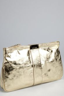 Jimmy Choo Metallic Gold Leather Zulu Large Clutch - Lyst
