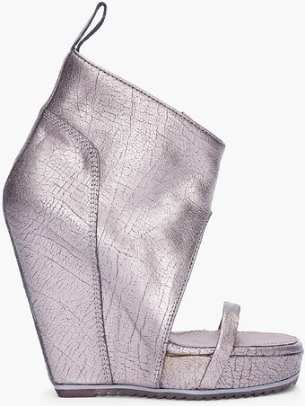 Rick Owens Silver Zip Sandal Wedges - Lyst