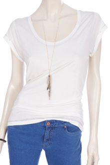 MiH Jeans Scoop Neck Tee in Cream - Lyst