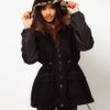 Asos Collection Asos Leopard Ears Parka in Black - Lyst