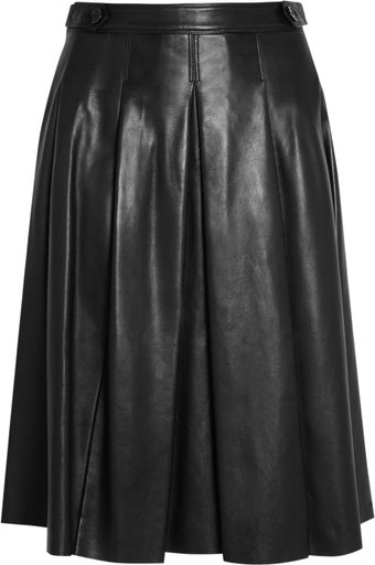 Burberry Pleated Leather Skirt - Lyst