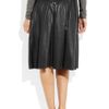 Burberry Pleated Leather Skirt in Black - Lyst