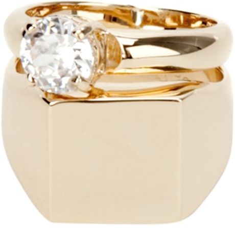 Maison Martin Margiela Stacked Ring in Gold - Lyst