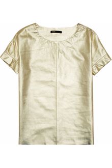 Maje Suzanne Metallic Leather Tshirt - Lyst