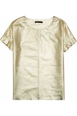 Maje Suzanne Metallic Leather Tshirt