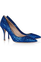 Miu Miu Pointed Glitterfinish Leather Pumps