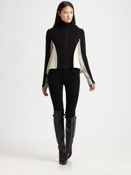 Alexander Wang Ribbed Contrast Sweater in Black - Lyst