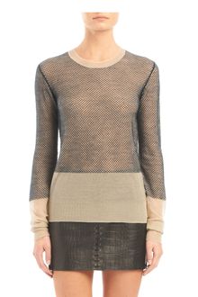 Alexander Wang Net Overlay Long Sleeve Crewneck Sweater - Lyst