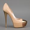 Casadei Platform Pump in Gold (nude) - Lyst