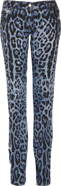 Dolce & Gabbana Printed Low Rise Straight Leg Jeans - Lyst