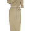 Donna Karan New York Draped Washed Stretch Linen Dress in Beige (sand) - Lyst