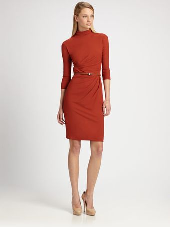 Max Mara Belted Turtleneck Dress - Lyst