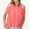 Nasty Gal Total Stud Blouse  in Pink (coral) - Lyst