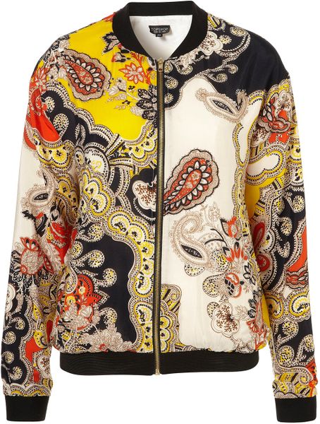 Topshop Cleo Paisley Bomber Jacket in Multicolor (multi) - Lyst