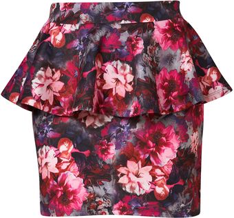 Topshop Floral Peplum Mini Skirt - Lyst