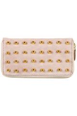Topshop Stud Zip Around Suede Purse
