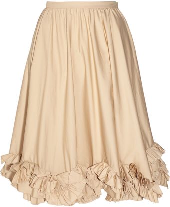 Valentino Ruffled Stretch Cottonblend Skirt - Lyst