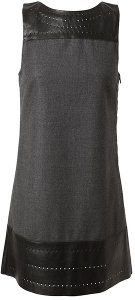 Yasmin Kianfar Laser Cut Leather and Wool Dress - Lyst