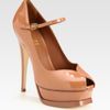 Yves Saint Laurent Ysl Tribute Patent Leather Platform Pumps in Brown (tan) - Lyst