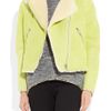 Acne Rita Shearling Biker Jacket in Yellow - Lyst