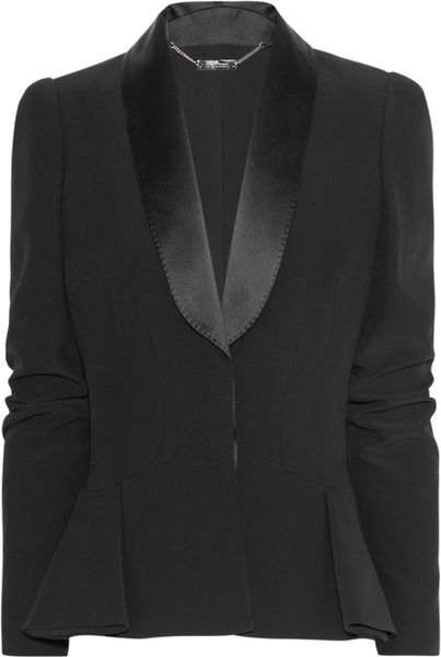 Alexander Mcqueen Satintrimmed Crepe Jacket in Black - Lyst