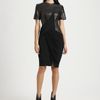 Alexander Wang Draped Leather Trim Dress in Black - Lyst