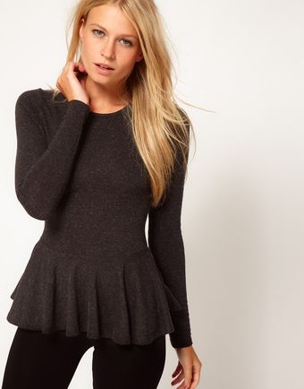 ASOS Collection Asos Peplum Top in Textured Wool - Lyst