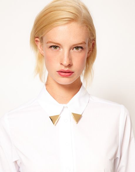 Asos Smooth Triangle Collar Tips in Gold - Lyst