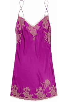 Carine Gilson Théme Tamara Lace-appliquéd Silk-satin Camisole - Lyst
