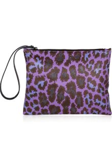 Christopher Kane Leopardprint Leather Clutch - Lyst