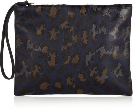 Christopher Kane Leopardprint Leather Clutch in Blue (leopard) - Lyst