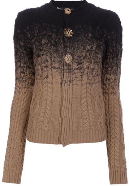 Dsquared2 Cable Knit Cardigan in Brown - Lyst