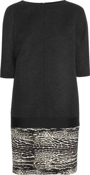 Giambattista Valli Felt and Printedtwill Dress in Gray (anthracite) - Lyst