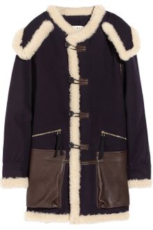 Marni Wool Shearling and Leathertrimmed Wool Coat - Lyst