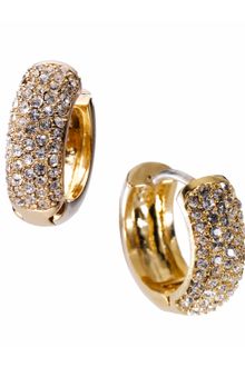 Michael Kors Golden Huggie Earrings with Pave Detail - Lyst