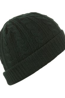Topman Green Cable Turn Up Beanie - Lyst