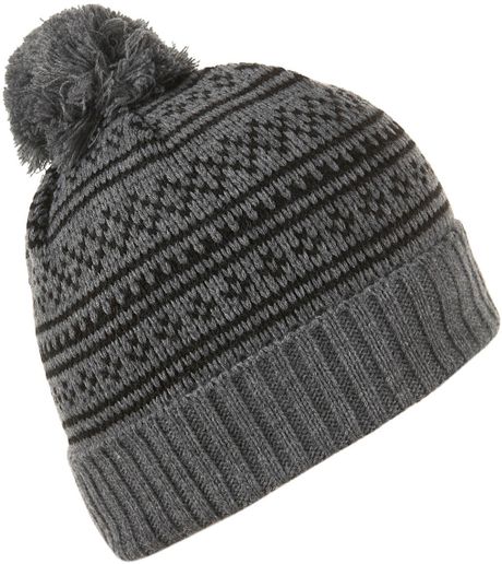 Men Patterned Grey   Gray Lyst in Topman beanie topman (grey) Beanie hats for
