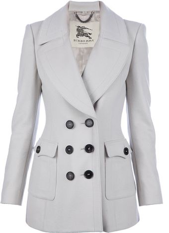 Burberry Double Breasted Pea Coat - Lyst
