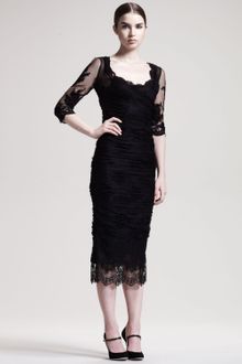 Dolce & Gabbana Elbowsleeve Ruched Tulle Dress - Lyst