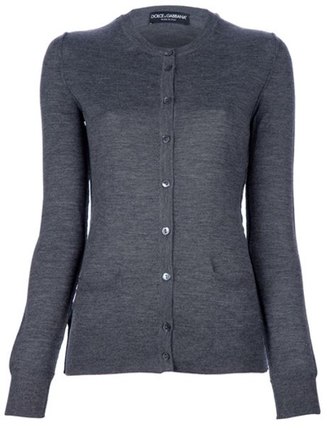 Dolce & Gabbana Crew Neck Cardigan in Gray (grey) - Lyst