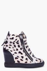 Giuseppe Zanotti Snow Leopard Calfhair Loren Wedge Sneakers